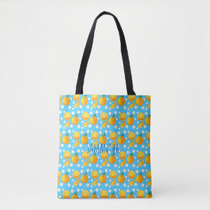 Tote Bag Oranges mignonnes et fleurs blanches