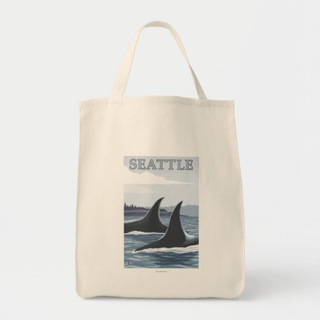 Tote Bag Orca Whales #1 - Seattle, Washington (Devant)