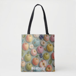Tote Bag Orchard Whimsy : Fruits pastel