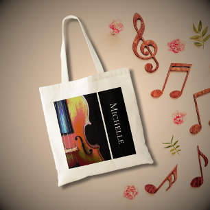 Tote Bag Orchestre de violon de musique noir blanc