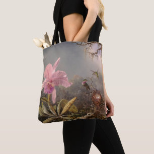 Tote Bag Orchidée de Cattleya et trois colibris