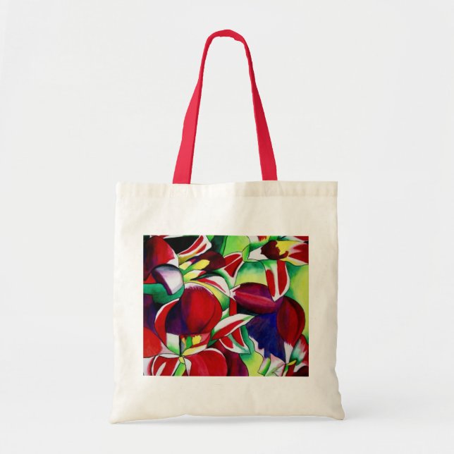 Tote Bag Orchidées tropicales de Singapour cramoisies, art  (Devant)