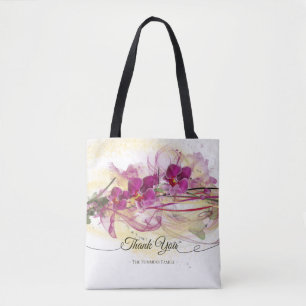 Tote Bag Orchidées violettes Calligraphie de l'art Abstrai