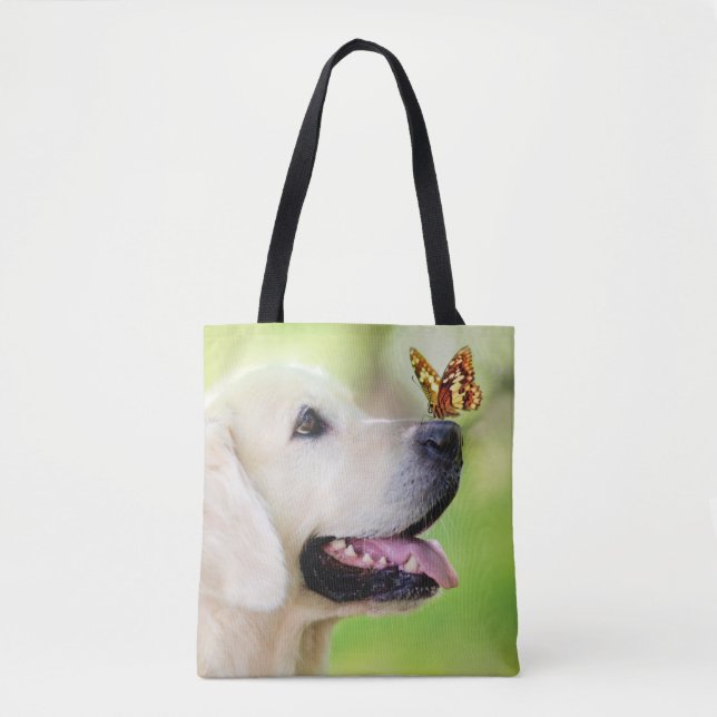 Tote Bag Oreiller À Lancer Du Labrador Et Du Papillon (Devant)
