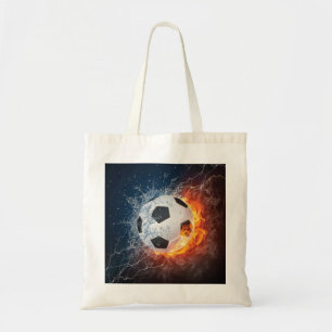 Tote Bag Oreiller de football/soccer ball en flammes