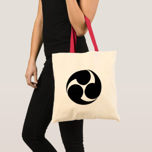 Tote Bag Oriental Noir Kobayakawa Japon Tomoe Mon Art