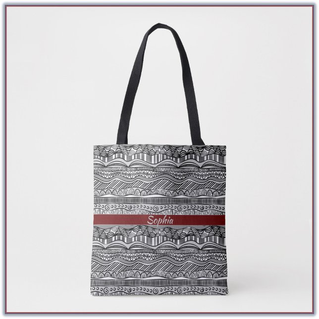 Tote Bag Origine noire et blanche Boho (Créateur téléchargé)