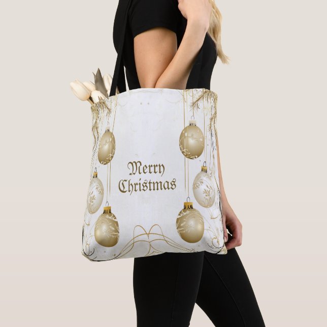 Tote Bag Ornement d'or Noël Fête de Noël Élégant (De près)
