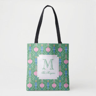 Tote Bag Ornements de Noël festifs Monogramme