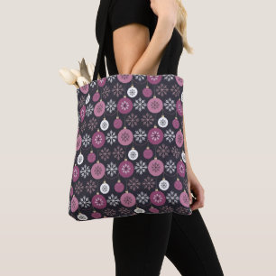 Tote Bag Ornements de Noël pourpres