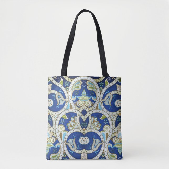 Tote Bag Ornements hindous bleu (Devant)