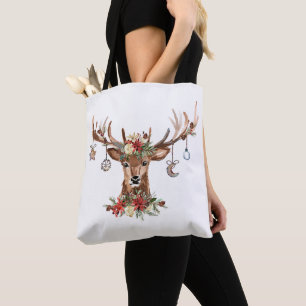 Tote Bag Ornements rustiques Antler Reindeer de Noël