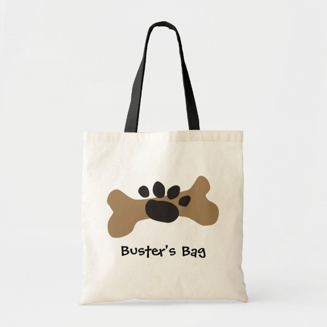 Tote Bag Os et empreinte de patte de chien (Devant)