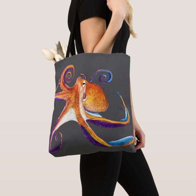 Tote Bag Otopus vie marine aquarelle art (De près)