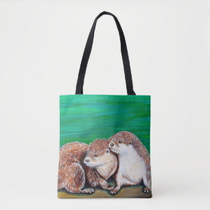 Tote Bag Otter Best Friends Peinture