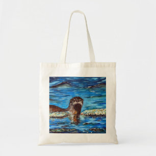 Tote Bag Otter dans la peinture des vagues
