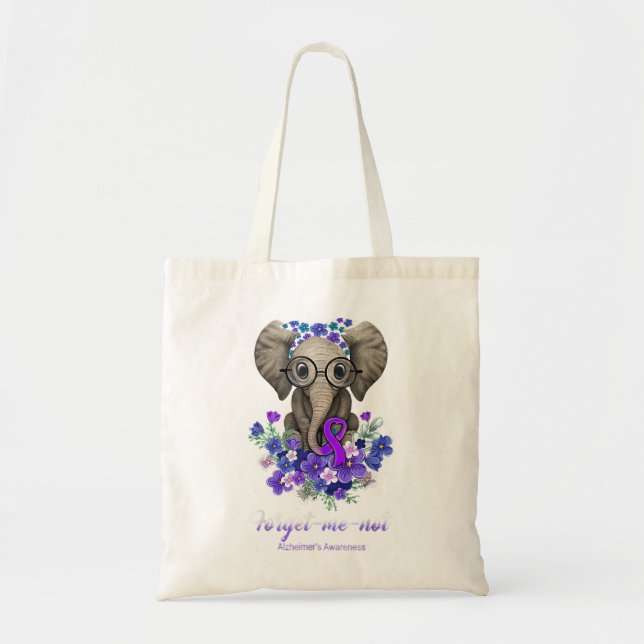Tote Bag Oubliez-moi pas Alzheimer Sensibilisation Eléphant (Devant)