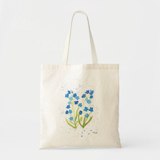 Tote Bag Oubliez-moi pas les fleurs bleues Douche nuptiale (Devant)
