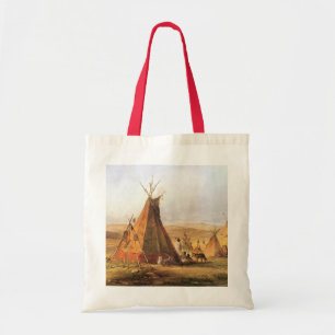Tote Bag Ouest d'Amérique vintage, Teepees on Plain par Bod