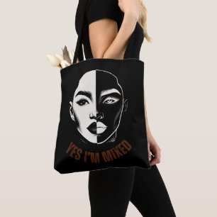 Tote Bag OUI JE SUIS MIXTE Diversité Face Tout imprimer Fou