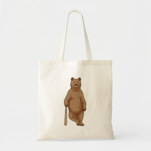 Tote Bag Ours au baseball avec batte de baseball