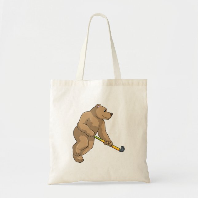 Tote Bag Ours au hockey avec chauve-souris de hockey (Devant)