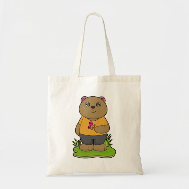 Tote Bag Ours aux fleurs (Devant)