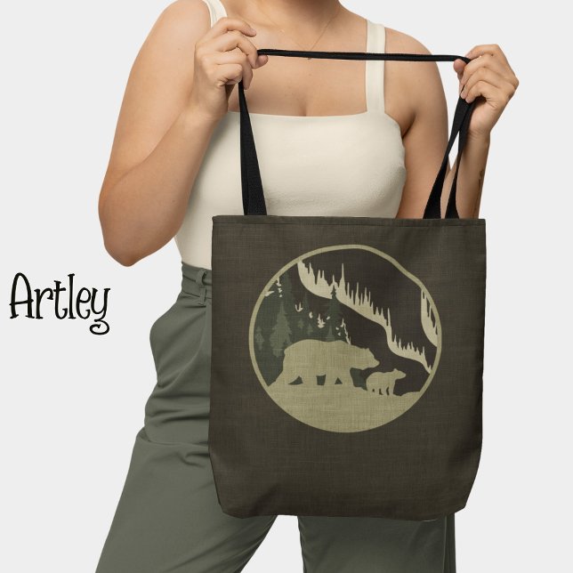 Tote Bag Ours Brown naturels Scène extérieure Lumières du N (Créateur téléchargé)