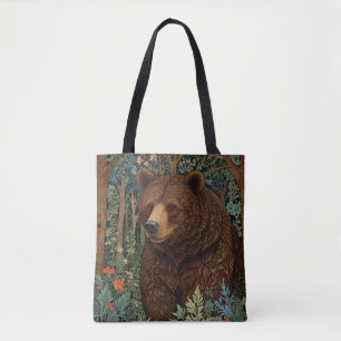Tote Bag Ours brun rustique rétro