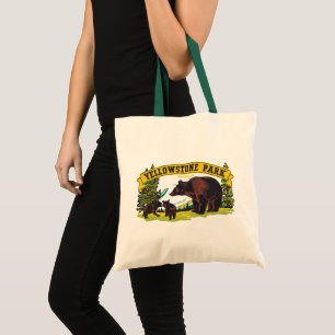 Tote Bag Ours bruns vintage dans le parc national de Yellow