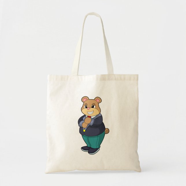 Tote Bag Ours comme marié avec costume (Devant)