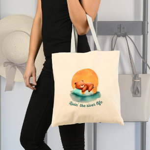 Tote Bag Ours de la vie fluviale Art numérique mou