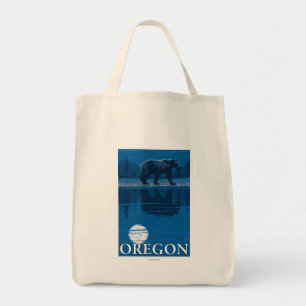 Tote Bag Ours en clair de lune - Poster Vintage voyage