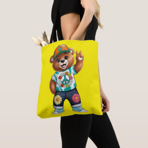 Tote Bag Ours en peluche avec tenue paisible décontractée 1