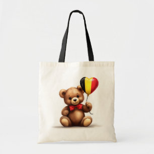 Tote Bag ours en peluche & ballon avec drapeau belge.