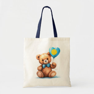 Tote Bag ours en peluche & ballon avec drapeau des Palaos.