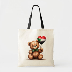 Tote Bag ours en peluche & ballon avec drapeau soudanais.