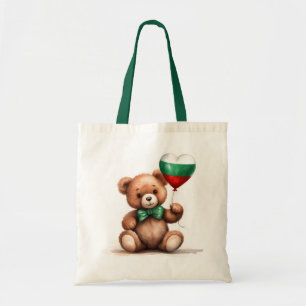 Tote Bag ours en peluche & ballon avec le drapeau bulgare.