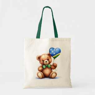 Tote Bag ours en peluche et ballon avec le drapeau des Îles