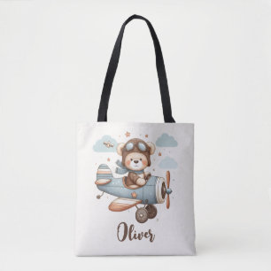 Tote Bag Ours en peluche fantaisiste pilote personnalisé