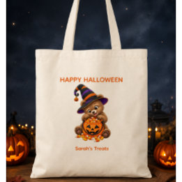 Tote Bag Ours en peluche personnalisé pour Halloween avec d
