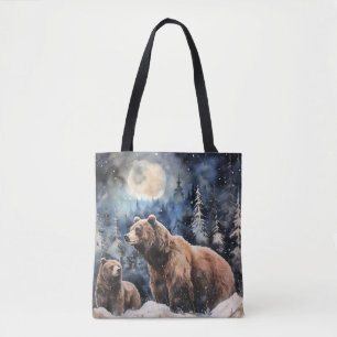 Tote Bag Ours Grizzly et bébé