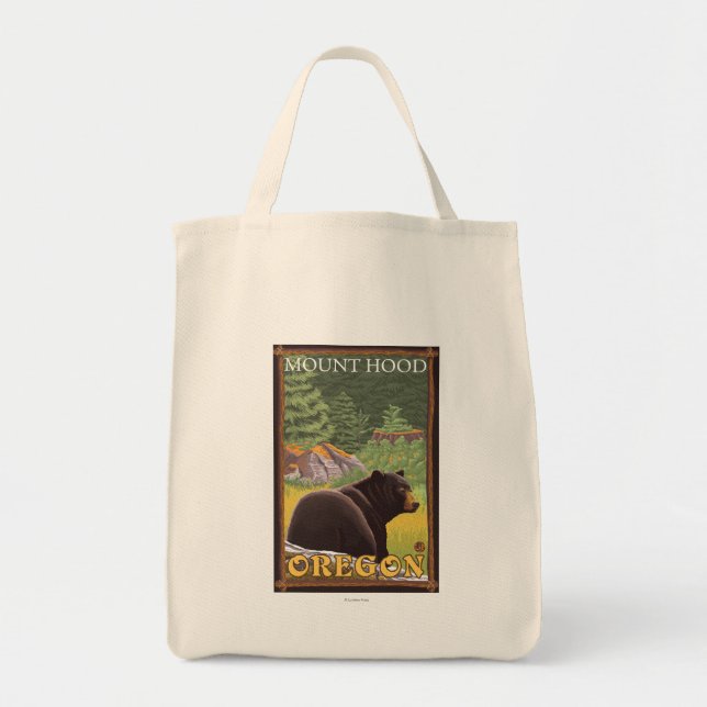 Tote Bag Ours noir en forêt - Mont Hood, Oregon (Devant)