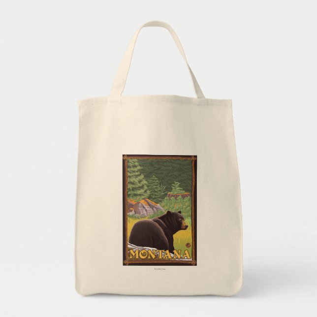 Tote Bag Ours noir en forêt - Montana (Devant)