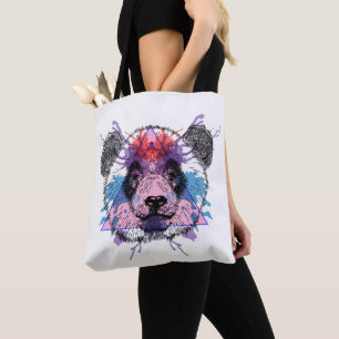 Tote Bag Ours panda géométrique