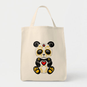 Tote Bag Ours panda jaune et rouge de sucre de zombi