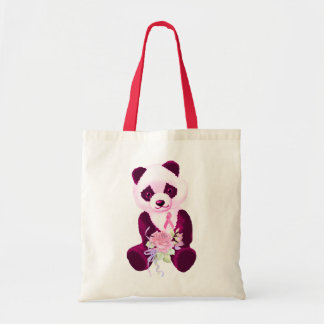 Tote Bag Ours panda rose de ruban