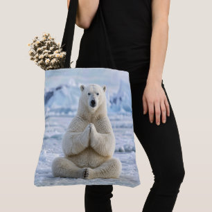 Tote Bag Ours polaire dans une pose de yoga
