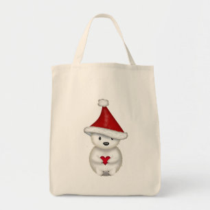 Tote Bag Ours polaire de Noël avec cœur