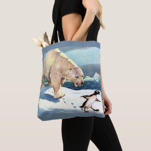 Tote Bag Ours polaire et pingouin des années 1940